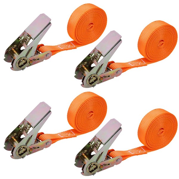 CLIUNT Ratchet Tie Down Straps, 4 Pieces 2.5cm x 2m