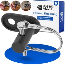 Bicycle Trailer Coupler, 1 Set, Black, with Safety Splint, Suitable for Many Trailers Brands and Models, Bicycle Hitch Trailer, Adapter Rear Drawbar, Rear Wheel, Bicycle Towing Hitch