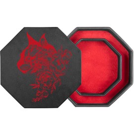 shibby Dice Board with Cube Tray and Lid for All Tabletop Games - 23.5 cm Floral M2-2 (Red)