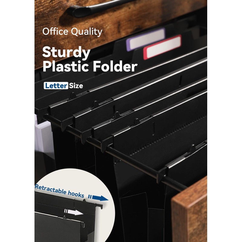 SortRax Plastic High Capacity Hanging File Folders, 4" Expansion for