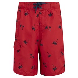 Kanu Surf Boys' Line Up Quick Dry UPF 50+ Beach Swim Trunk, Malibu Red, 8