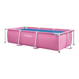 INTEX Rectangular Frame 8 ft 6 in x 5 ft 4 in x 26 in Above Ground Pool, Swimming Pool with Steel Frame, Pink - Pump Not Included