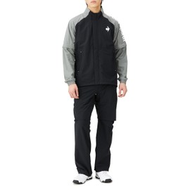 Cox Sportif Golf QGMXJH00W Men's Rainwear, Stretch Fourther, Top and Bottom Set, Removable Sleeves, Ventilation, Storage Bag Included, Waterproof, Breathable, Stretch, Lightweight, Golf, BK00 (Black)