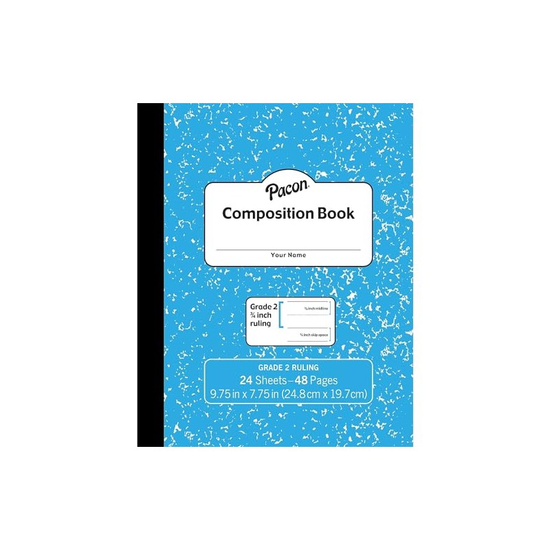 Pacon Composition Notebook, 9.75" x 7.5", Manuscript Ruled, 24 Sheets,