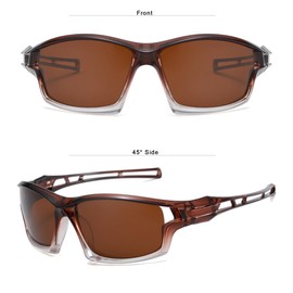 Long Keeper Polarised Sports Sunglasses For Men Women Wrap Around Driving Sunglasses UV Protection Eyewear For Cycling Golf Fishing Running (Gradient Brown Brown)