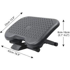 Under Desk Footrest Adjustable Height Comfy Foot Rest with 30 Degree Angle Adjustment for Comfort Home, Office Pressure Relief
