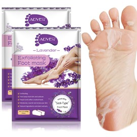 Foot Mask 5 Pack, Foot Peel Mask Callus Remover, Exfoliating Peeling Calluses Dead Skin, Callus Remover Foot Mask, Baby Soft Smooth Touch Feet-Men Women Exfoliating Foot Mask (Lavender)