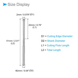 CoCud Machine Milling Cutter Reamer 2 mm Diameter D4 Accuracy M35 Cobalt High Speed Steel Straight Flute Milling Tool (Application: for Lathe) Pack of 1