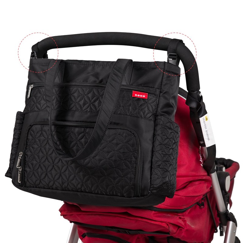 SoHo Williamsburg Diaper Bag Large Tote (One Size, Black)