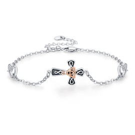 Kreuz Kette für Damen Keltisches Kreuz Halskette 925 Sterling Silber Keltisches Kreuz Armbänder Christian Jesus Halskette Vintage Schmuck für Frauen Herren Männer