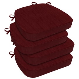 downluxe Chair Cushions for Dining Chairs, Waterproof Kitchen Chair Pads, Non-Slip Dining Seat Cushion with Ties, 17" x 16" x 2.5", Burgundy, 4 Pack
