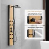 BATHLAVISH Black Shower Tower with Wood 304 Stainless Steel Shower