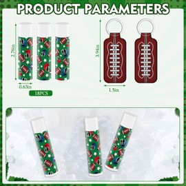 18 Pcs Rugby Lip Balm Bulk and Moisturizing Lipstick Holder Keychains Set Rugby Team Gift Rugby Lip Balm Holsteror Party Favors for Players Teen Girls Boys Adults Sports Party Supplies