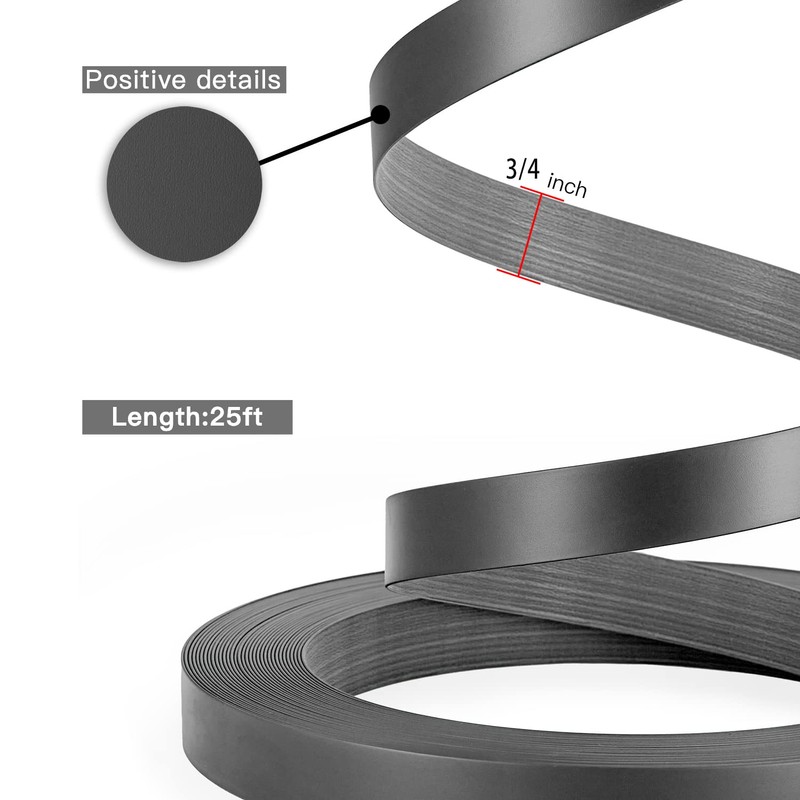 ZYJT PVC Edge Banding, 3/4" x 25ft Non Glued Chrome