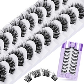 B&Q P02 False Eyelashes, Cat Eye Eyelash Extensions, Fluffy Cluster Lashes, Egg Eyelashes, Wispy, DIY Lash Extension, Natural, 10 Pairs