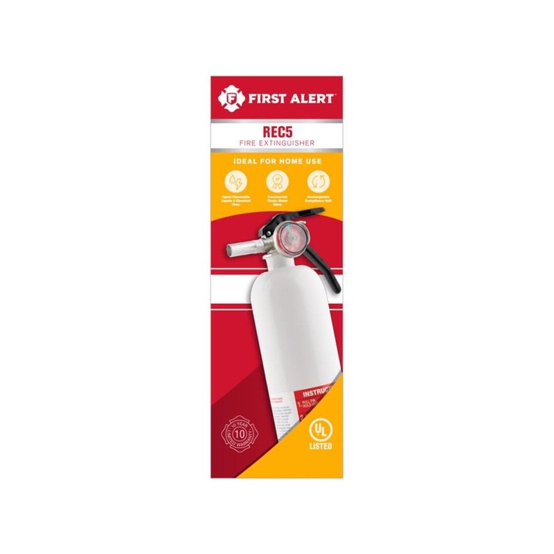 First Alert REC5 Recreation Fire Extinguisher, UL Rated 5-B:C, White,