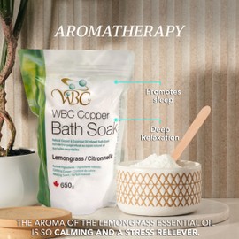WBC Copper Bath Soak with Lemongrass essential oil For Bath, Foot, Sleep, Aromatherapy & Relaxation, Lemongrass Bath Soak - 650 grams