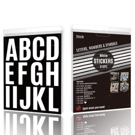 24 hojas de calcomanías grandes con letras, 318 piezas de calcomanías del alfabeto de 2 pulgadas, calcomanías autoadhesivas de vinilo para niños, escuela, proyecto, clase, tablón de anuncios, manualidades, buzón, hogar, decoración de bricolaje (blanco)