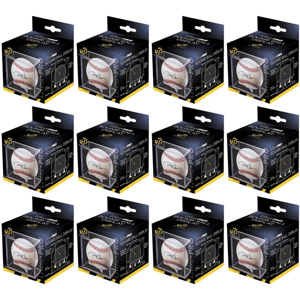 Ultra Pro 12 Square Baseball Display Holder w/Stand UV Protection New Lot Set (12 Baseball Cube Bundle)