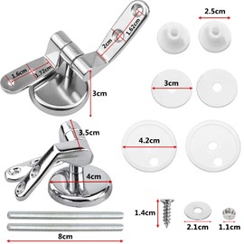 ZFYQ Toilet Seat Hinges, 1 Pair of Zinc Alloy Toilet Hinges, Most Toilet Lid Replacement Parts for Wood, Resin, MDF, Including Accessories