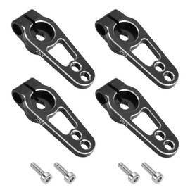 YINETTECH 4-Piece 25T Servo Horn Arm Aluminium Alloy Single-sided Steering Arm M3 Thread for RC Cars 1/10 Scale Compatible with Futaba Servo Motors Black
