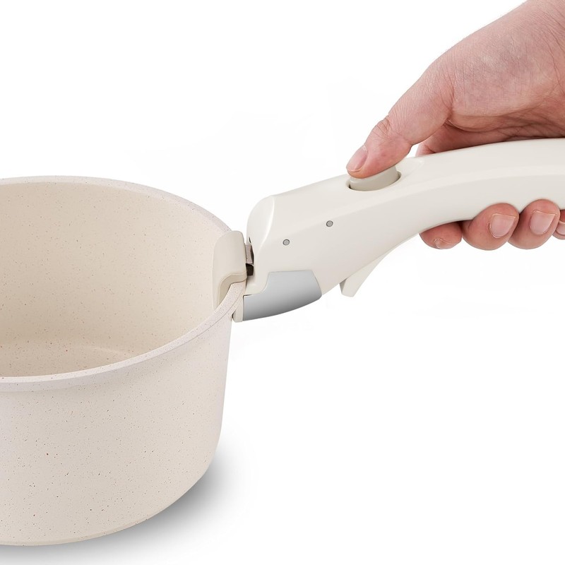 MOKIKA Removable Handle White, Detachable Handle Cookware, Universal Pots and