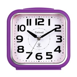 14 cm leiser analoger Wecker, kein Ticken, sanftes Aufwachen, Pieptöne, steigende Lautstärke, batteriebetriebene Schlummer- und Lichtfunktionen, einfache Einstellung, Lila