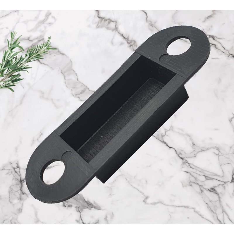 Door Latch Keep Strike Dust Box Black Plastic Small 75mm