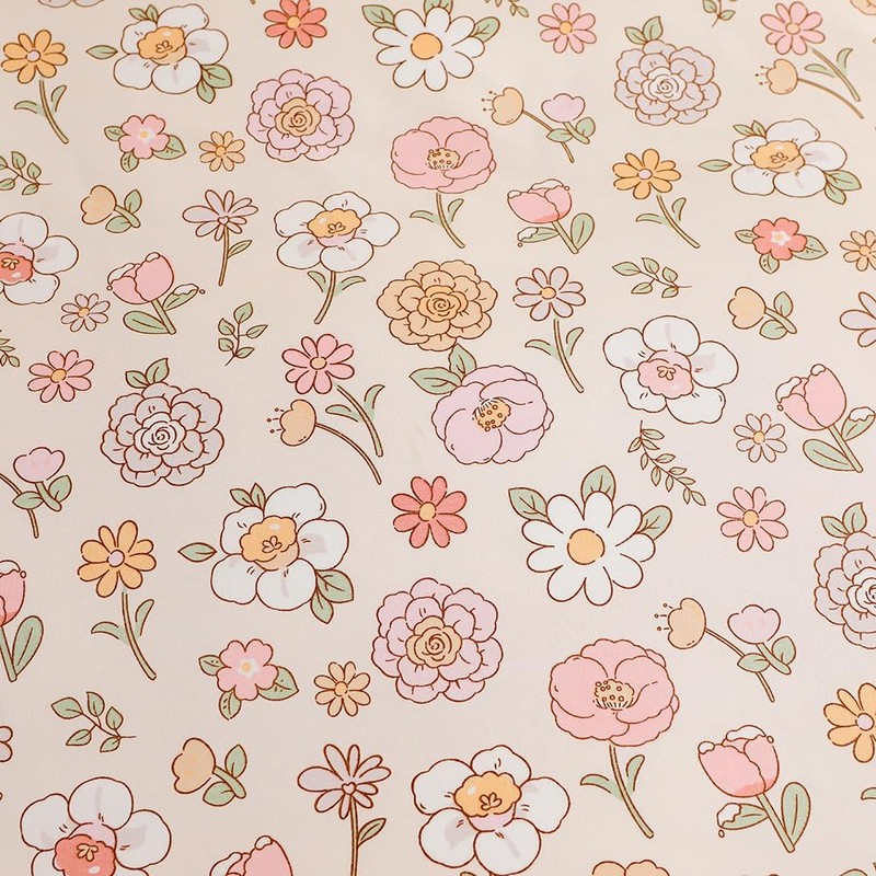 Mateju Single Fitted Sheets Floral Pattern, Soft Microfiber Bed Sheets