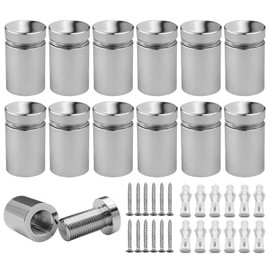 KENSHIRE 5/8” x 3/4” Inch 12PCS Aluminum Solid Sign Standoff Screws for Acrylic Advertising Screw Wall Fixing standoffs mounts Glass Display Signs (Polished Chrome Color)