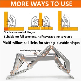 Jiaxitek 2-Pack Hidden Hinges - 170 Degree Soft Close,Hydraulic Adjustable Surface Mount Cabinet Hinges, Concealed Cabinet Hinges for Frameless Doors