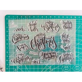 Merry Christmas Let it Snow Season's Greetings Jingle Bells Phrase Sentiment Clear Stamp for Decorative Card Making and Scrapbooking DIY