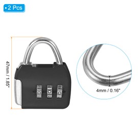 PATIKIL Security Steel Cable with 3 Digit Combination Lock, 2 Set Travel Padlock 1.6Ft Coated Safety Wire Rope Double Loop for Luggage Suitcase, Black