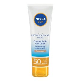 Protector Solar Facial Nivea Sun Control Brillo Tono Medio Cobertura Larga Duración Fps50 50ml
