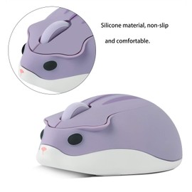 elec Space - Mouse inalámbrico de 2.4 GHz, mouse silencioso con forma de hámster, portátil, con receptor USB, mouse inalámbrico de 3 botones para PC, Mac, laptop, Notebook (morado)