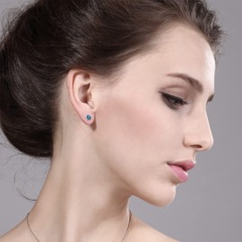 Gem Stone King 10K Yellow Gold Gemstone Birthstone 4-Prong Stud Earrings for Women | Round 4MM | Fine Jewelry Gifts for Her Mom Women Wife