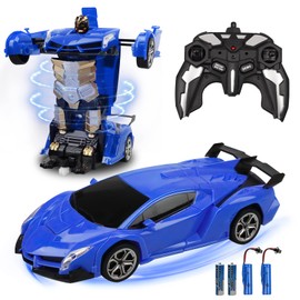 Carro de Control Remoto con LED Luz, Juguete Transformador para Niños 6 a 14 años, Radio Control con 360°Rotación, 2.4GHz RC Robot Coche Recargable, Vehículo Regalo para Cumpleaños, Fiestas, Navidad