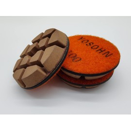 Yosohn 3 Inch Diamond Polishing Pads for Concrete Floor - Professional Grade | High Performance | Set of 3 | with Rubber Mat, 100 Grit