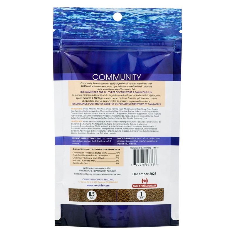 Northfin Fish Food Community Formula Slow Sinking Pellets (0.5mm 100g)