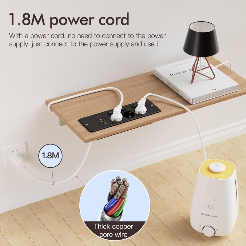 3-Way Installation Power Strip with 2 USB A and 2