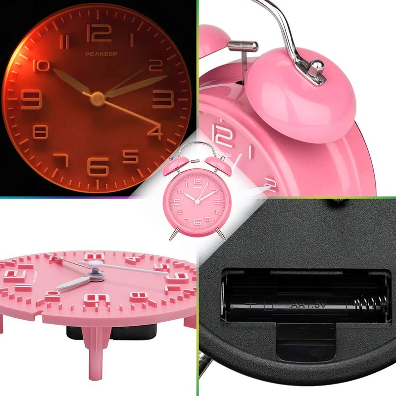 Peakeep 4 Inches Twin Bell Loud Alarm Clock for Heavy
