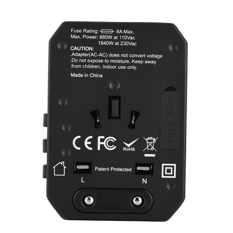 Universal Travel Adapter Plug 4 USB Ports Type C Sockets