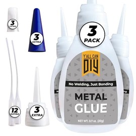 Y'allCanDiy Super Glue for Metal 3 Pk x .7 Oz. (20g)– High-Strength Formula, Instant Bond for Stainless Steel, Aluminum, Jewelry, Glass & Crafts, Waterproof, Precision Tip for Easy Control