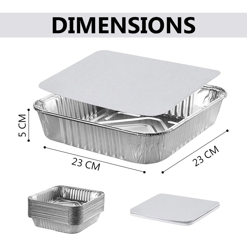 Homeshopa Aluminium Foil Trays with Lids, Disposable Tin Foil Containers,