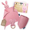 Amari ® Comforter (Pink Rabbit) with Teething Ring and Bib,