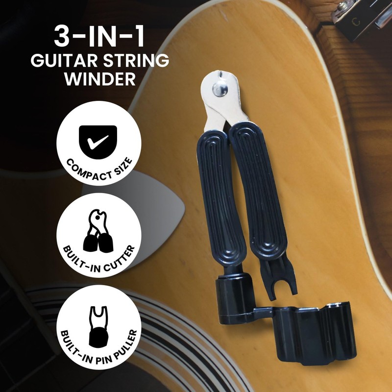 3-In-1 Guitar String Winder, String Cutter and Pin Puller