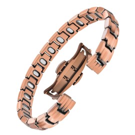 Jeracol Kupferarmband für Frauen - 5000 Gauss Starke Magnete, Upgrade Schmetterlingsverschluss, Verstellbares Werkzeug & Raffinierte Geschenkbox - Magnetarmband für Frauen für Wellness & Stil