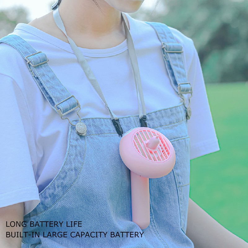 Pink USB Neck Fan Mini Portable Desktop Foldable Fan for