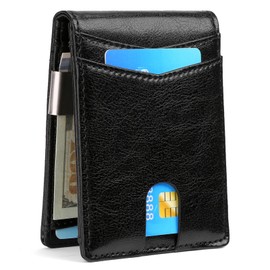 LOUEBICA Slim Wallet for Men Bifold RFID Blocking Front Pockets Wallet Credit Card Holder Minimalist Leather Money Clip Mens Wallet with 12 card Slots