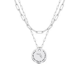 JJTZX I Love You More Than The Miles Between Us US State Pendant Layered Choker Necklaces State Map Necklace for Long Distance Relationship Gift (FL-Florida)
